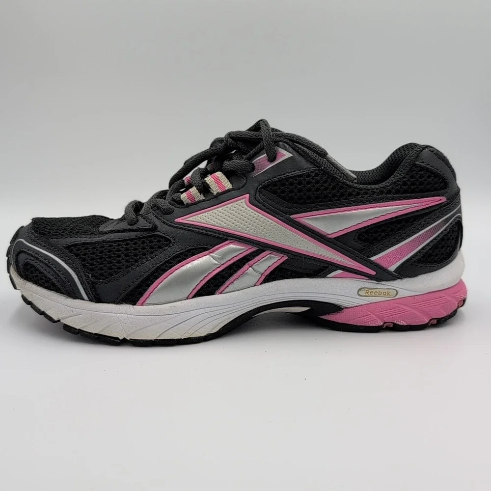 Reebok Pheehan Run Womens 7.5 Black Gray Silver‎ Lace Up Athletic Daily Shoes